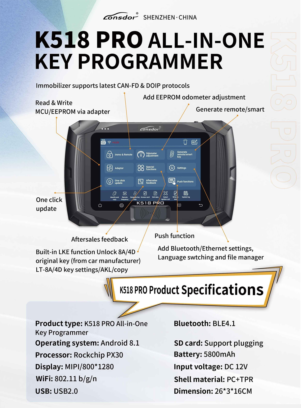 Lonsdor K518 Pro Key Programmer 